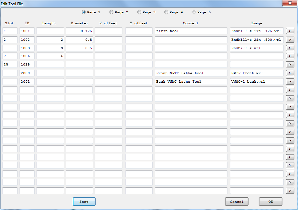 Edit Tool File screen 